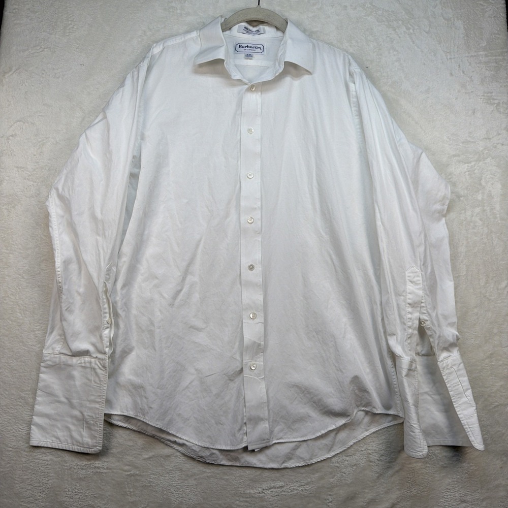 Burberrys London Dress Shirt French Cuff White Formal Wedding Vintage 16 34